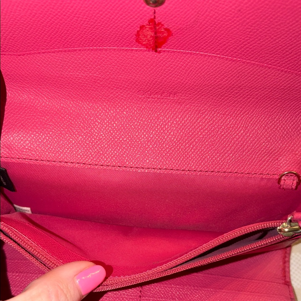 Coach Christie in cross grain leather Tan and Pink Shoulder Bag - Picture 15 of 16